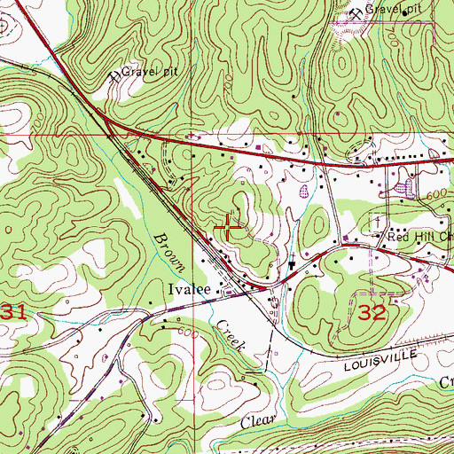 Topographic Map of Ivalee Census Designated Place, AL