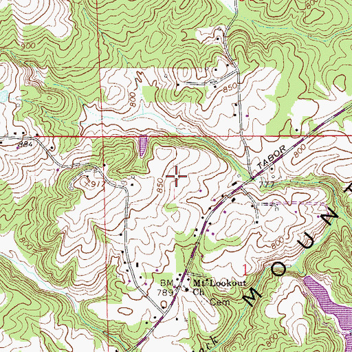 Topographic Map of Lookout Mountain Census Designated Place, AL