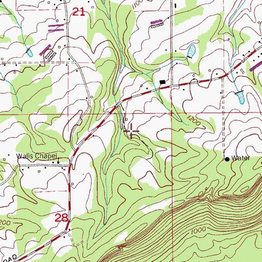 Topographic Map of New Union Census Designated Place, AL
