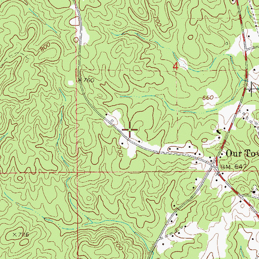 Topographic Map of Our Town Census Designated Place, AL