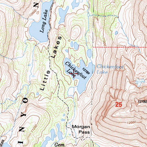 Topographic Map of Chickenfoot Lake, CA