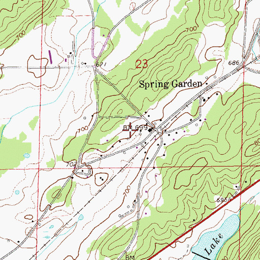 Topographic Map of Spring Garden Census Designated Place, AL