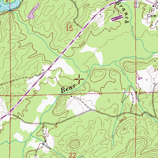Topographic Map of Vandiver Census Designated Place, AL