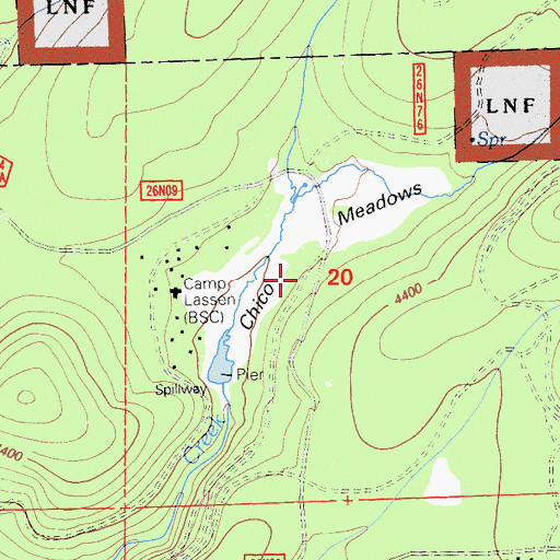 Topographic Map of Chico Meadows, CA