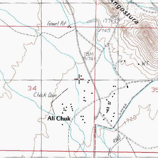 Topographic Map of Ali Chuk Census Designated Place, AZ