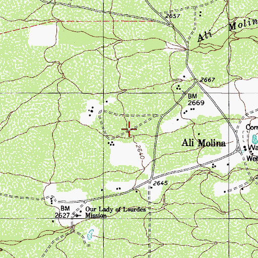 Topographic Map of Ali Molina Census Designated Place, AZ