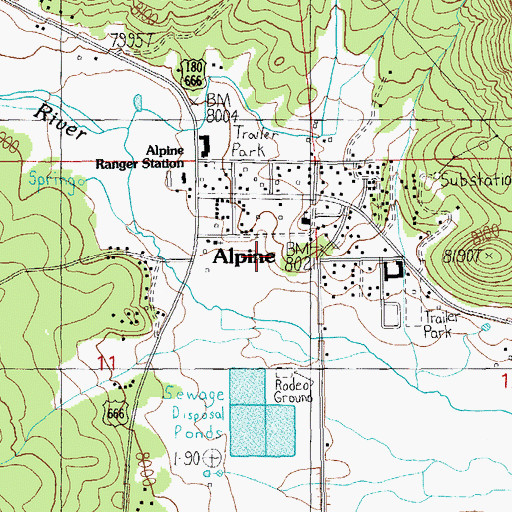 Topographic Map of Alpine Census Designated Place, AZ