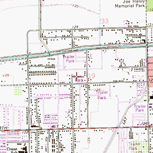 Topographic Map of Avenue B and C Census Designated Place, AZ