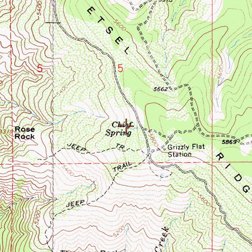 Topographic Map of Chief Spring, CA