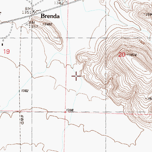 Topographic Map of Brenda Census Designated Place, AZ