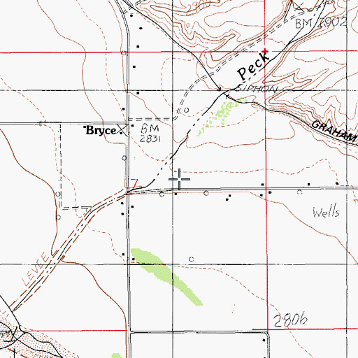 Topographic Map of Bryce Census Designated Place, AZ