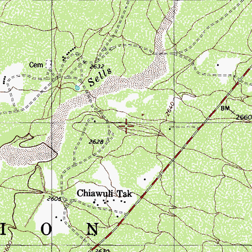 Topographic Map of Chiawuli Tak Census Designated Place, AZ