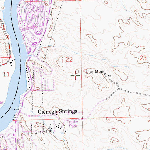 Topographic Map of Cienega Springs Census Designated Place, AZ