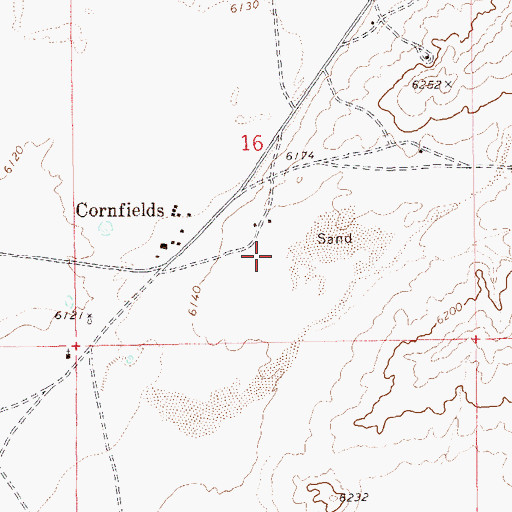 Topographic Map of Cornfields Census Designated Place, AZ