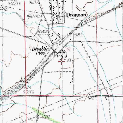 Topographic Map of Dragoon Census Designated Place, AZ