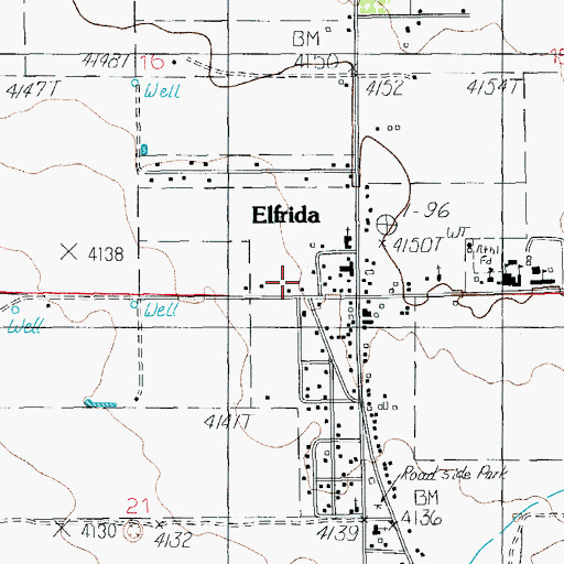 Topographic Map of Elfrida Census Designated Place, AZ