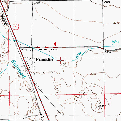 Topographic Map of Franklin Census Designated Place, AZ