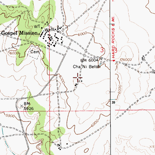 Topographic Map of Hard Rock Census Designated Place, AZ