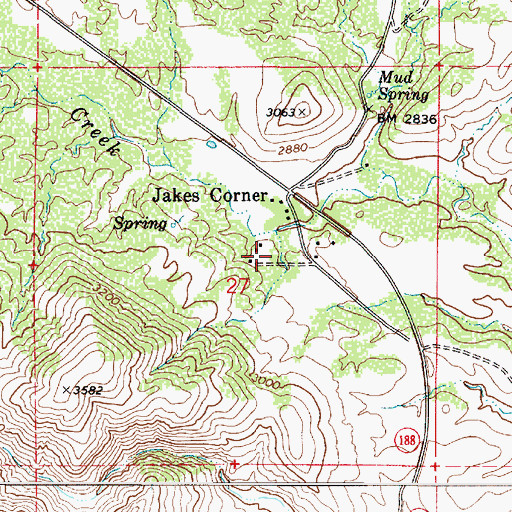 Topographic Map of Jakes Corner Census Designated Place, AZ