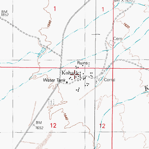 Topographic Map of Kohatk Census Designated Place, AZ