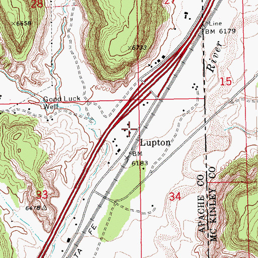 Topographic Map of Lupton Census Designated Place, AZ