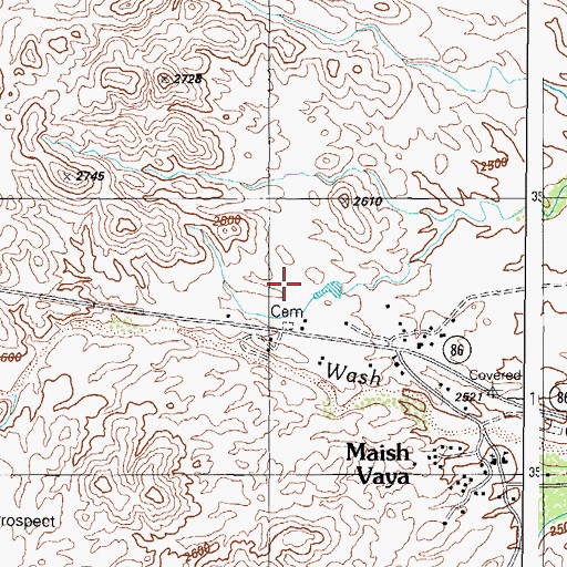 Topographic Map of Maish Vaya Census Designated Place, AZ