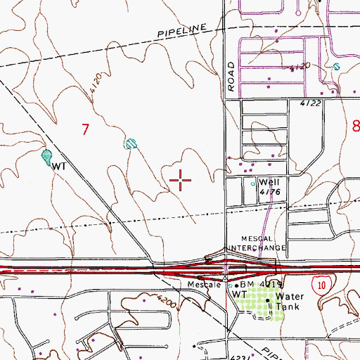 Topographic Map of Mescal Census Designated Place, AZ