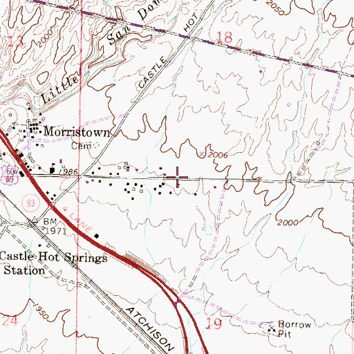 Topographic Map of Morristown Census Designated Place, AZ