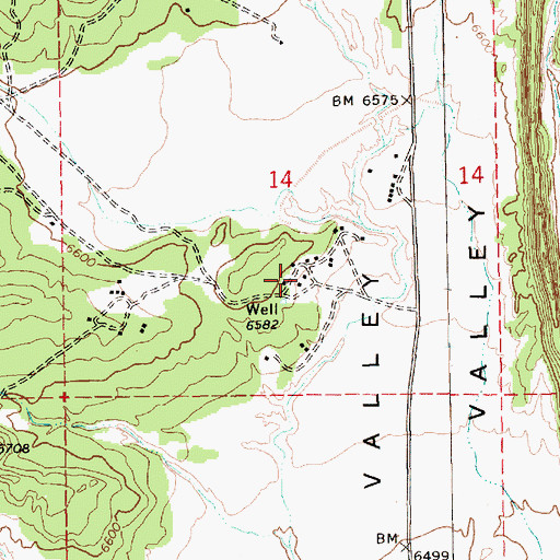 Topographic Map of Oak Springs Census Designated Place, AZ