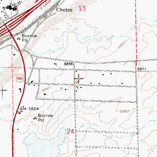 Topographic Map of Sanders Census Designated Place, AZ