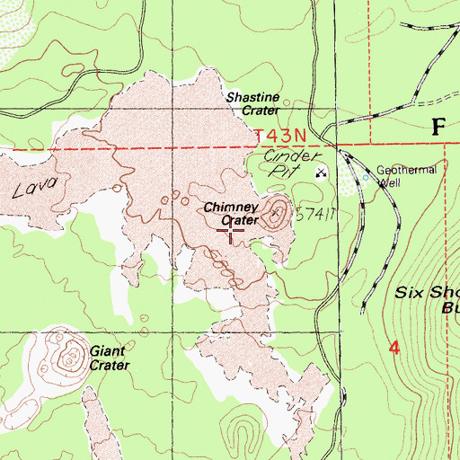 Topographic Map of Chimney Crater, CA
