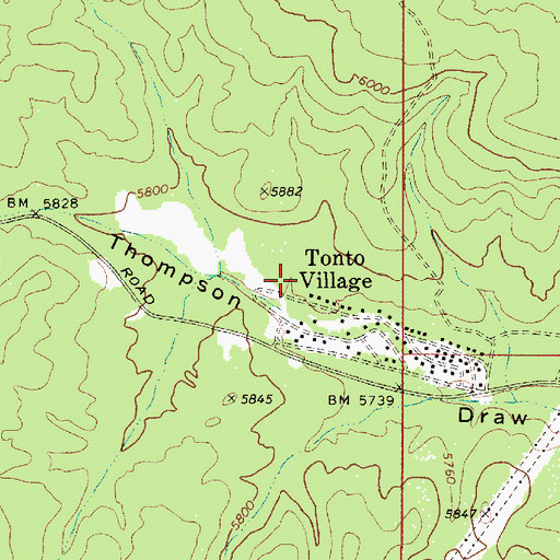 Topographic Map of Tonto Village Census Designated Place, AZ