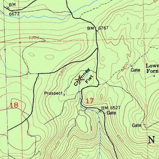 Topographic Map of Chimney Flat, CA