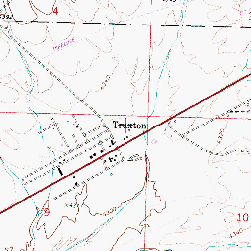 Topographic Map of Truxton Census Designated Place, AZ