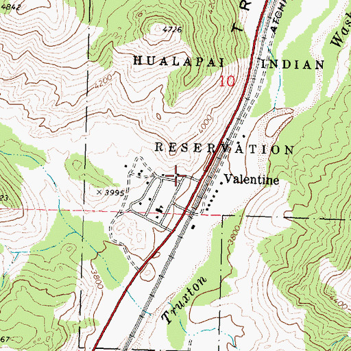 Topographic Map of Valentine Census Designated Place, AZ