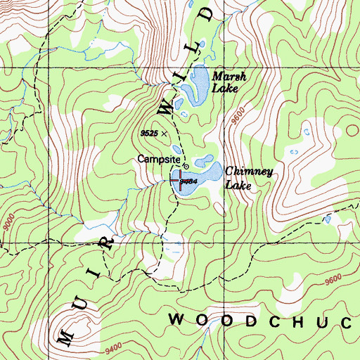 Topographic Map of Chimney Lake, CA
