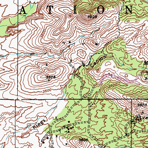Topographic Map of Wheatfields Census Designated Place, AZ