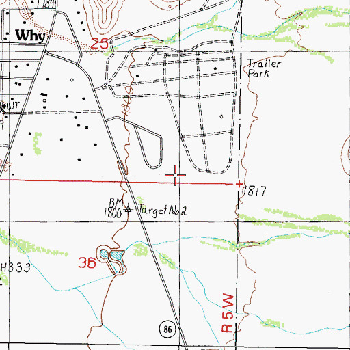 Topographic Map of Why Census Designated Place, AZ