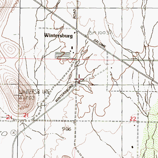 Topographic Map of Wintersburg Census Designated Place, AZ