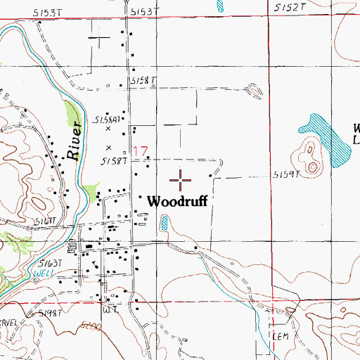 Topographic Map of Woodruff Census Designated Place, AZ