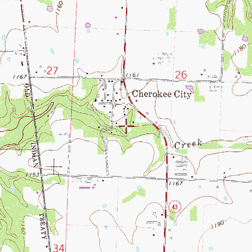 Topographic Map of Cherokee City Census Designated Place, AR