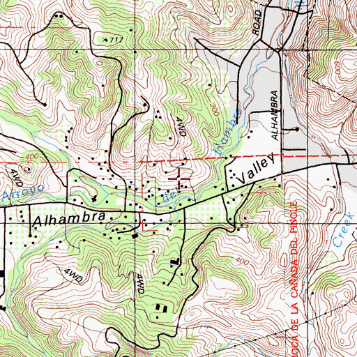 Topographic Map of Alhambra Valley Census Designated Place, CA