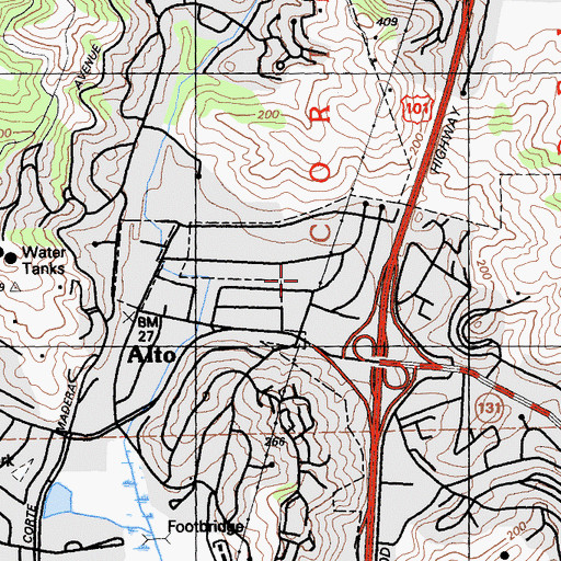 Topographic Map of Alto Census Designated Place, CA