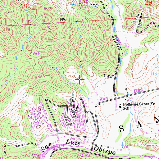 Topographic Map of Avila Beach Census Designated Place, CA