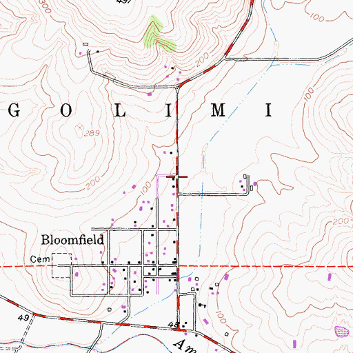 Topographic Map of Bloomfield Census Designated Place, CA