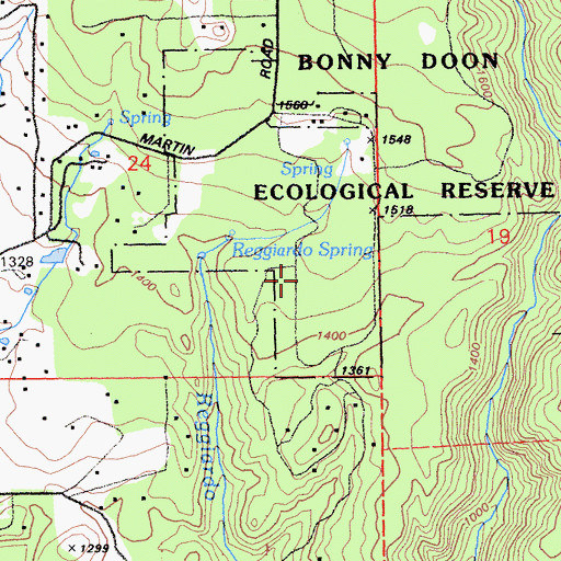 Topographic Map of Bonny Doon Census Designated Place, CA