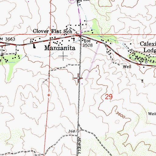 Topographic Map of Boulevard Census Designated Place, CA