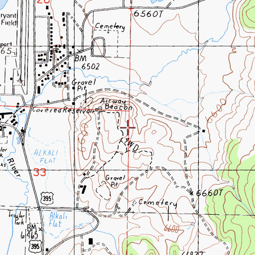 Topographic Map of Bridgeport Census Designated Place, CA