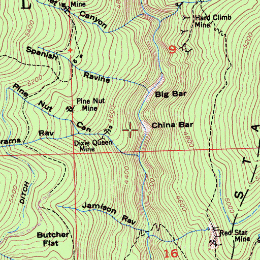 Topographic Map of China Bar, CA