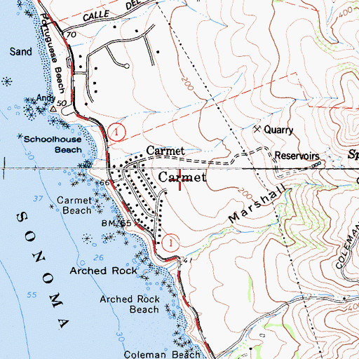 Topographic Map of Carmet Census Designated Place, CA